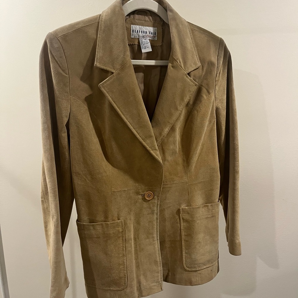 Women's Tan Suede Blazer Jacket